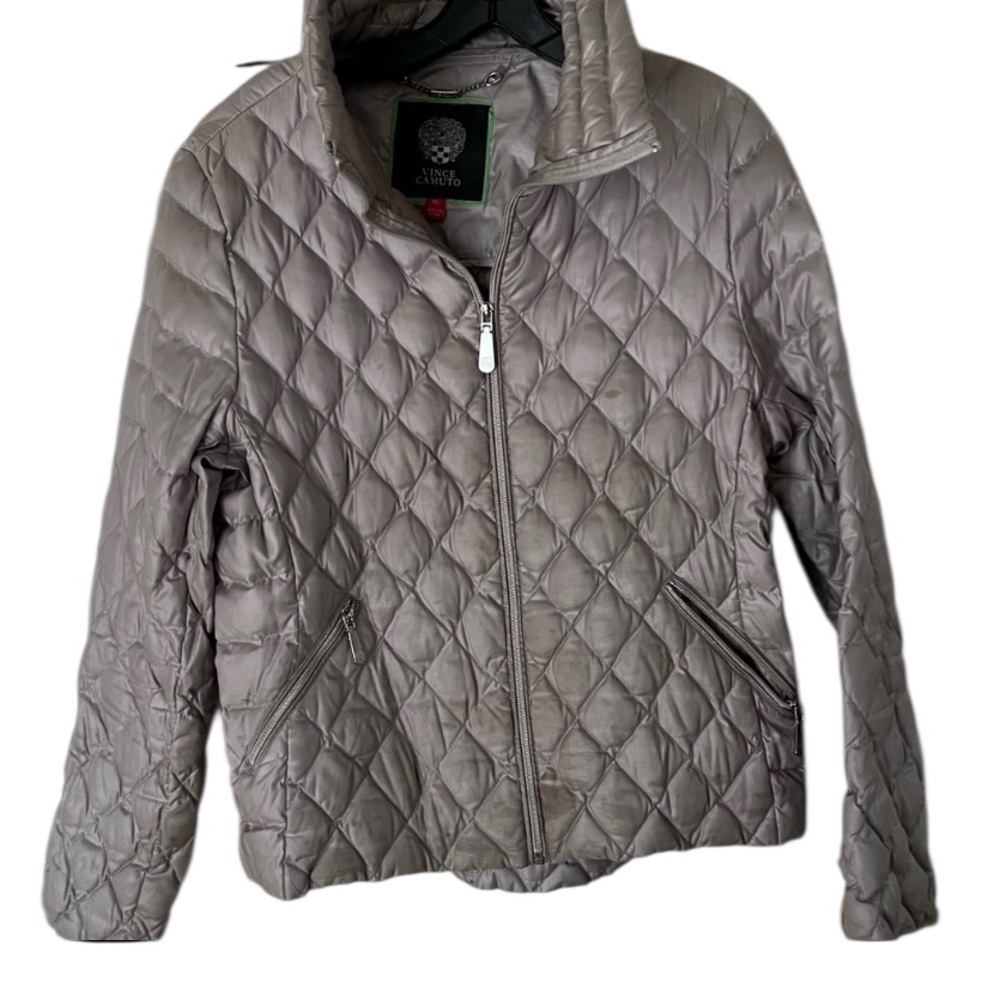 Vince Camuto size XL silver jacket light weight puffer bomber like pockets
